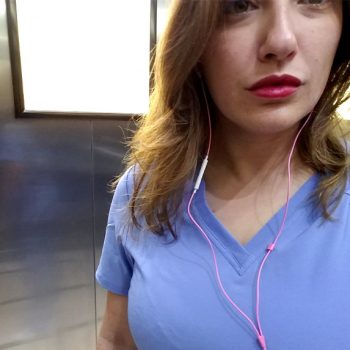 Dr. Vivian Roknian with earphones