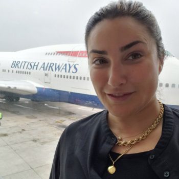 Dr. Roknian taking selfie at the Airport